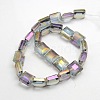 Electroplate Crystal Glass Square Beads Strands EGLA-F064B-12-2