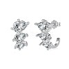 Teardrop 925 Sterling Silver Micro Pave Cubic Zirconia Stud Earrings for Woman EJEW-Q384-02P-1