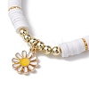 5Pcs 5 Styles Daisy Flower Alloy Enamel Charm Bracelet Sets BJEW-JB10545-4