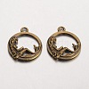 Flat Round with Mermaid Tibetan Style Alloy Pendants PALLOY-K110-21AB-NR-1