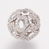 Brass Micro Pave Cubic Zirconia Beads ZIRC-G123-20-3