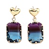 Heart & Rectangle Light Gold Brass Stud Earrings EJEW-Q800-46KCG-2