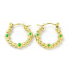 Ion Plating(IP) 304 Stainless Steel Twist Teardrop Hoop Earrings with Enamel for Women EJEW-G293-18B-G-1