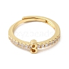 Rack Plating Brass Clear Cubic Zirconia Number 3 Adjustable Rings for Women RJEW-S407-09G-03-2