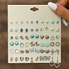 30Pairs Alloy & Plastic Imitation Pearl & Rhinestone Stud Earring Sets WGF62EF-08-1