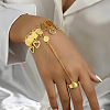 Vintage Brass Hollow Carved Multi-layer Coin Fringe Back Hand Chain Ring Bracelets for Women JO7076-1