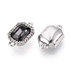 Brass Micro Pave Clear Cubic Zirconia and Glass Connector Charms KK-N287-28P-2