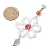 4Pcs 4 Colors Flower Glass & Cat Eye Beaded Pendant Decoration HJEW-TA00296-3