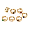 Round Natural Mixed Stone Finger Rings RJEW-Q822-15G-1