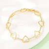 Heart Brass Micro Pave Clear Cubic Zirconia Link Chain Bracelets for Women BJEW-T025-01G-4
