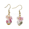 Handmade Flower Printed Porcelain Ceramic Dangle Earrings EJEW-JE07288-3