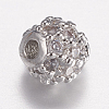 Brass Micro Pave Cubic Zirconia Beads ZIRC-E143-17A-P-2