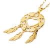 Woven Net/Web with Feather 304 Stainless Steel Boho Pendant Necklaces for Women NJEW-G087-01G-2