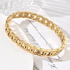 304 Stainless Steel Oval Ring Link Chain Hinged Cuff Bangles SA-CBAB92B-08G-1