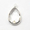 Silver Color Plated Brass Glass Drop Pendants X-GLAA-J017A-S-3