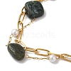 Nuggets Natural Moss Agate & Imitation Pearl Multi-Strand Bracelets BJEW-P326-01A-G-2