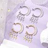 2 Pairs 2 Colors Cross Shell Pearl Dangle Stud Earrings EJEW-JE06185-2