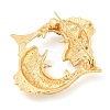 Golden Zinc Alloy with Rhinestone Brooches JEWB-B018-03G-11-2