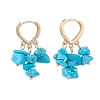 Synthetic Turquoise Chips Dangle Hoop Earrings EJEW-JE04884-03-5