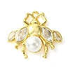 Rack Plating Brass with ABS Imitation Pearl Pendants KK-G501-18G-1