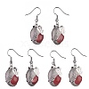 Gemstone Elephant Head Dangle Earrings EJEW-A092-07P-4