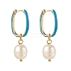Brass Enamel Huggie Hoop Earrings EJEW-JE04530-2
