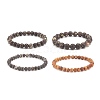 4Pcs 4 Size Natural Agate Round Beaded Stretch Bracelets Set BJEW-JB08196-1