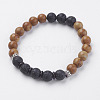 Natural Lava Rock & Coconut Stretch Bracelets BJEW-I241-03O-1