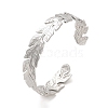 Non-Tarnish 304 Stainless Steel Leaf Cuff Bangles BJEW-G694-08P-1