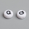 Flat Round with Letter Q Acrylic Beads X-PL37C9070-Q-4