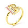 Mixed Color Enamel Initial Letter Adjustable Ring with Clear Cubic Zirconia RJEW-P045-01G-B-4