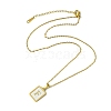 Ion Plating(IP) Rectangle with Initial Letter 304 Stainless Steel Pendant Necklace NJEW-R265-04G-F-3