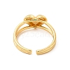 Rack Plating Brass Heart Open Cuff Ring for Valentine's Day RJEW-D076-03G-2