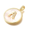 Rack Plating Brass Micro Pave Clear Cubic Zirconia Pendants with Shell KK-M309-42G-A-2