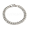 Tarnish Resistant 201 Stainless Steel Curb Chain Bracelets with Lobster Claw Clasps for Men BJEW-P316-01A-P-1