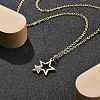 304 Stainless Steel Crystal Rhinestone Double Star Pendant Cable Chain Necklaces NJEW-Z056-02A-G-1