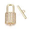 Brass Micro Pave Clear Cubic Zirconia Toggle Clasps KK-N254-163G-1