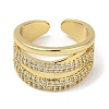 Rack Plating Brass Micro Pave Cubic Zirconia Cuff Finger Rings for Women RJEW-C114-15A-G-2