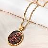Unisex Religion 304 Stainless Steel Enamel Oval Pendant Box Chain Necklaces STAS-H258-02G-03-3