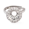 Rack Plating Round Brass Micro Pave Cubic Zirconia Adjustable Ring Components KK-Q819-05P-2