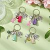 6Pcs 6 Colors Ribbon Keychain KEYC-JKC00939-2