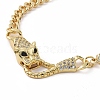 Cubic Zirconia Leopard Link Bracelet Brass Curb Chains for Women BJEW-G664-01G-01-2