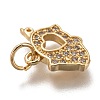 Brass Micro Pave Clear Cubic Zirconia Charms ZIRC-B002-50G-3