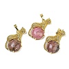 Natural Rhodonite Ball with Leopard Shape Brass Pendants KK-F887-04G-29-1