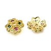 Flower Brass Micro Pave Cubic Zirconia Bead Caps KK-K300-01A-G-2