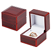 Square Wooden One Championship Ring Display Box CON-WH0095-71B-1