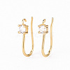 Brass Micro Pave Clear Cubic Zirconia Earring Hooks X-ZIRC-S068-004-NF-1
