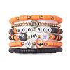 6Pcs 6 Styles Halloween Handmade Polymer Clay Beaded Stretch Bracelets Sets X1-BJEW-TA00490-1