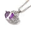 Resin Heart Pendant Necklace with Singapore Chains NJEW-C003-01E-1