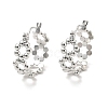 Non-Tarnish 304 Stainless Steel Beaded Ring Hoop Earrings for Women EJEW-P202-02P-1